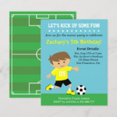 かわいいサッカーボーイ、サッカーをテーマにした誕生パーティー 招待状 (正面/裏面)