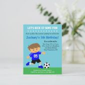 かわいいサッカーボーイ，サッカーをテーマにした誕生パーティー 招待状 (スタンド正面)