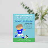 かわいいサッカーボーイ、サッカー 誕生日パーティー 招待状 (スタンド正面)
