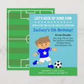 かわいいサッカーボーイ、サッカー 誕生日パーティー 招待状 (正面/裏面)