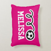 かわいいサッカーボールが付いているパーソナライズな女の子の枕 アクセントクッション (正面(垂直))