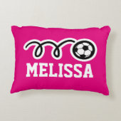 かわいいサッカーボールが付いているパーソナライズな女の子の枕 アクセントクッション (裏面)