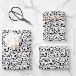 かわいいサッカーボールのスポーツパターン ラッピングペーパーシート