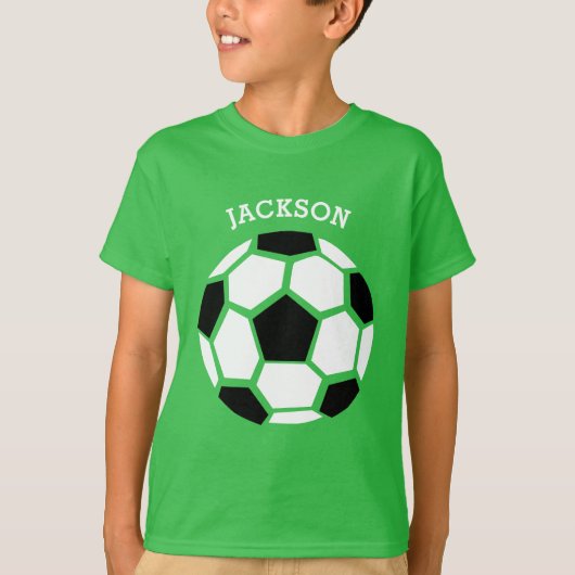 かわいいサッカーボールのパーソナライズな子供のスポーツ Tシャツ (正面)