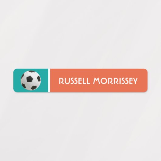 かわいいサッカーボールの子供の名前カラフル ラベル (デザイン2)