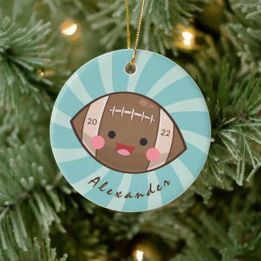 かわいいサッカーボールキッズプレイヤーの名前チーム年 セラミックオーナメント (ツリー)