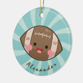 かわいいサッカーボールキッズプレイヤーの名前チーム年 セラミックオーナメント (左)