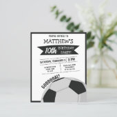 かわいいサッカーボールリボン予算の誕生日の招待 (スタンド正面)