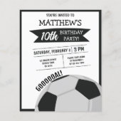 かわいいサッカーボールリボン予算の誕生日の招待 (正面)