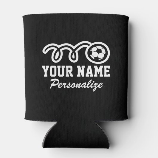 かわいいサッカーボール漫画名前をカスタムする誕生日ギフト 缶クーラー (裏面)