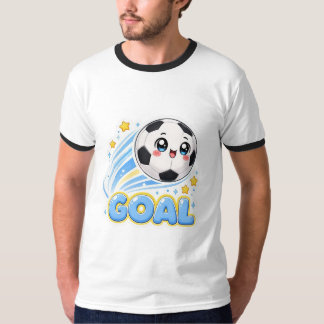 かわいいサッカーボール GOAL かわいいキャラクター スポーツTシャツ Tシャツ