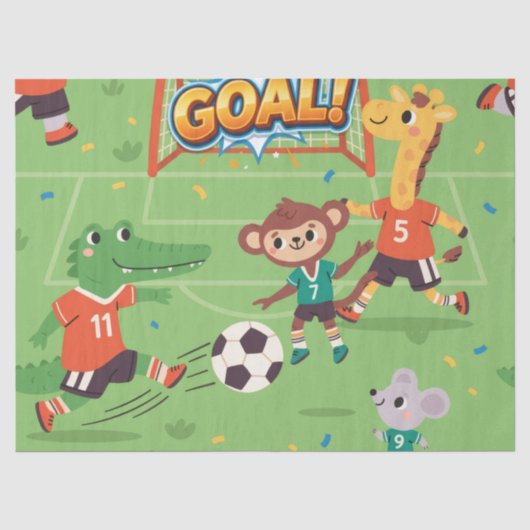 かわいいサッカーモチーフの動物たち 薄葉紙 (正面)