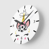 かわいいサッカーユニコーン ラウンド壁時計 (傾斜)