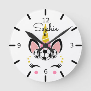 かわいいサッカーユニコーン ラウンド壁時計