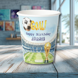 かわいいサッカーワールドカップ子供の誕生日の紙コップ 紙コップ