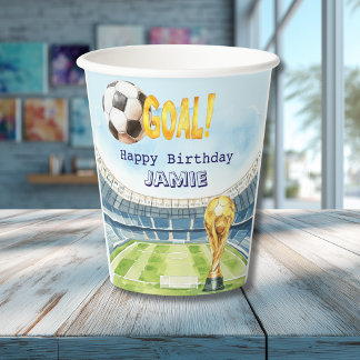 かわいいサッカーワールドカップ子供の誕生日の紙コップ 紙コップ