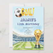 かわいいサッカーワールドカップ子供の誕生日招待状 招待状 (正面)