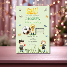 かわいいサッカーワールドカップ子供の誕生日招待状