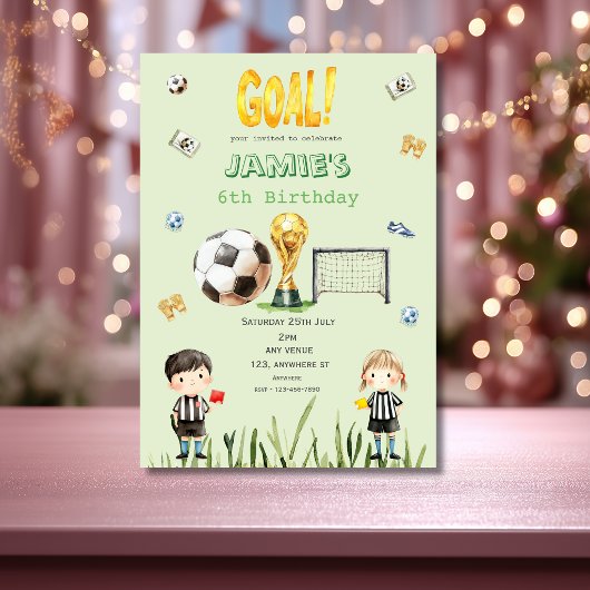 かわいいサッカーワールドカップ子供の誕生日招待状 招待状