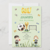 かわいいサッカーワールドカップ子供の誕生日招待状 招待状 (正面)