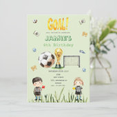 かわいいサッカーワールドカップ子供の誕生日招待状 招待状 (スタンド正面)