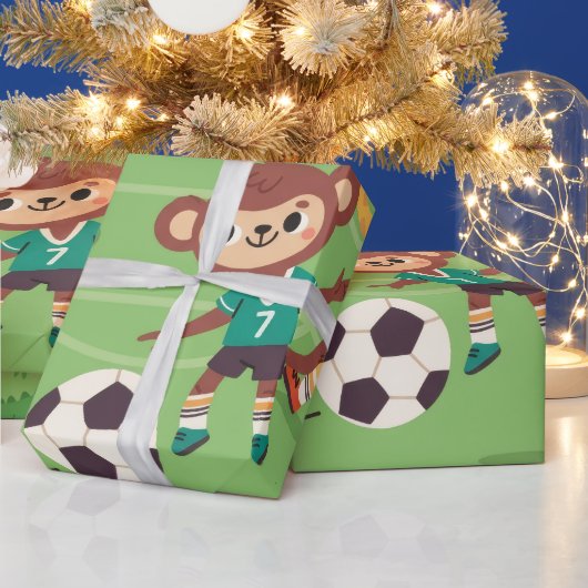 かわいいサッカー動物 ラッピングペーパー (クリスマス)