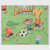 かわいいサッカー動物 ラッピングペーパー (フラット)
