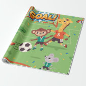 かわいいサッカー動物 ラッピングペーパー (アンロールド)