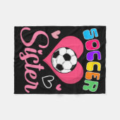 かわいいサッカー姉妹ハート フリースブランケット (正面(横))