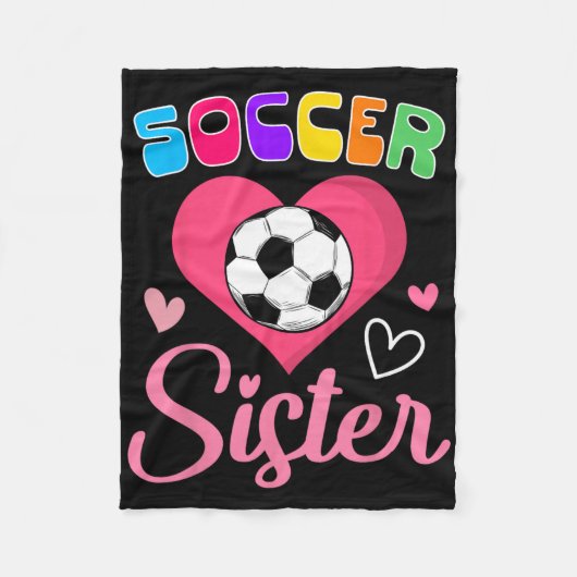 かわいいサッカー姉妹ハート フリースブランケット (正面)