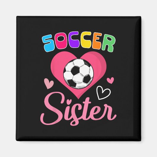 かわいいサッカー姉妹ハート マグネット (正面)