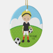 かわいいサッカー選手の名前入りクリスマス セラミックオーナメント (右)