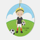 かわいいサッカー選手の名前入りクリスマス セラミックオーナメント (左)