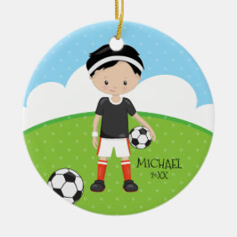 かわいいサッカー選手の名前入りクリスマス セラミックオーナメント