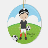 かわいいサッカー選手の名前入りクリスマス セラミックオーナメント (左)