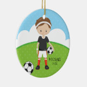 かわいいサッカー選手の名前入りクリスマス セラミックオーナメント (右)