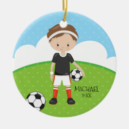 かわいいサッカー選手の名前入りクリスマス セラミックオーナメント