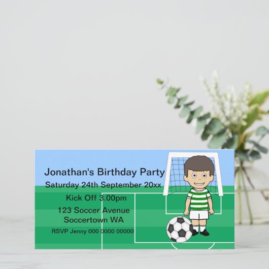 かわいいサッカー選手の誕生日パーティフォトカード (スタンド正面)
