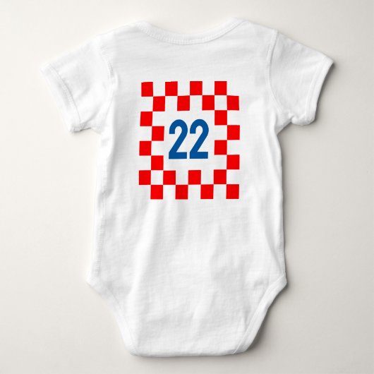 かわいいサッカー選手クロアチア国旗 ベビーボディスーツ (裏面)