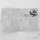 かわいいサッカー選手ラクーンカスタム誕生日 カード (内部)