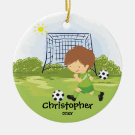 かわいいサッカー選手 スポーツ クリスマス オブジェ セラミックオーナメント