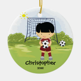 かわいいサッカー選手 スポーツ クリスマス オブジェ セラミックオーナメント