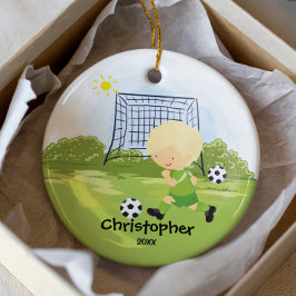 かわいいサッカー選手 スポーツ クリスマス オブジェ セラミックオーナメント