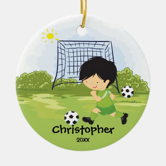 かわいいサッカー選手 スポーツ クリスマス オーナメント (正面)