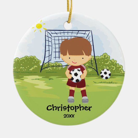 かわいいサッカー選手 スポーツ クリスマス オーナメント (正面)
