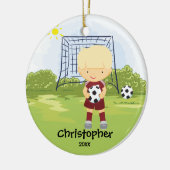 かわいいサッカー選手 スポーツ クリスマス オーナメント (左)