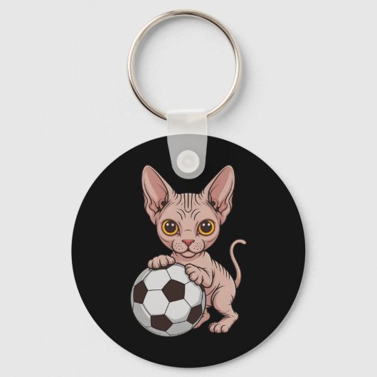 かわいいサッカー スフィンクス ただの猫好き女子 Ll ゲーム キーホルダー (正面)