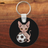 かわいいサッカー スフィンクス ただの猫好き女子 Ll ゲーム キーホルダー (正面)