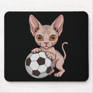 かわいいサッカー スフィンクス ただ猫好きな女の子 ボール G マウスパッド