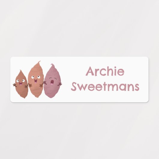 かわいいサツマイモの漫画パーソナライズされた ラベル (デザイン1)